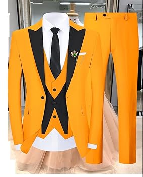 CKGJLJ Beige 3 Piece Slim Fit Tuxedos for Men Tux Wedding
